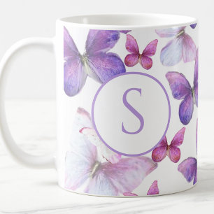 Schmetterlinge in Rosa und Lila mit individuellem Kaffeetasse