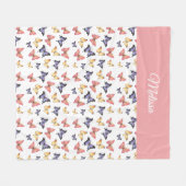 Schmetterlinge in Rosa und Lila mit Monogramm-Name Fleecedecke (Vorderseite (Horizontal))