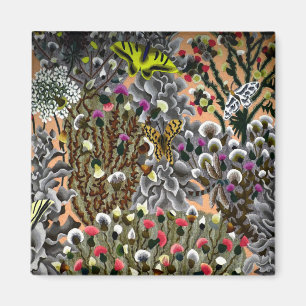 Schmetterlinge in Weiden, Vintage Illustrationsmag Magnet