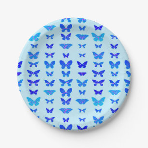 Schmetterlinge, Indigo, Himmelblau Pappteller