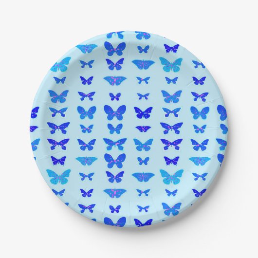 Schmetterlinge, Indigo, Himmelblau Pappteller (Vorderseite)