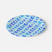 Schmetterlinge, Indigo, Himmelblau Pappteller (Schrägansicht)