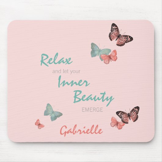Schmetterlinge Inner Beauty Quote - Personalisiert Mousepad (Vorne)