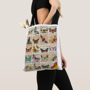 Schmetterlinge Insekten Notenblatt Vintage Ephemer Tasche