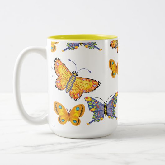 Schmetterlinge Kaffee-Tasse Zweifarbige Tasse (Links)