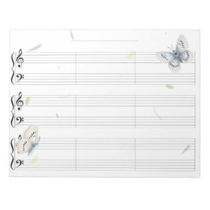 Schmetterlinge Klaviermusik Manu Papier breit lini Notizblock