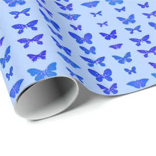 Schmetterlinge, kobaltblau, hellblauer Hintergrund Geschenkpapier