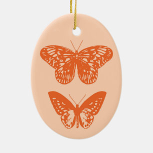 Schmetterlinge Korallen und Pastel Orange Keramik Ornament