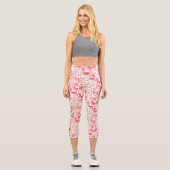 Schmetterlinge Korallenrosa Capri Leggings (Vorderseite)
