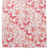 Schmetterlinge Korallenrosa Duschvorhang (Vorderseite)