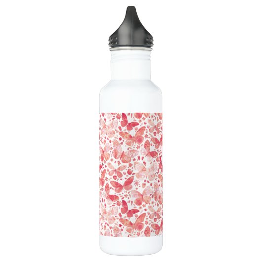 Schmetterlinge Korallenrosa Edelstahlflasche (Links)