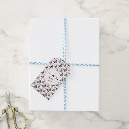 Schmetterlinge Korallenrosa Geschenkanhänger (Mit Garn)
