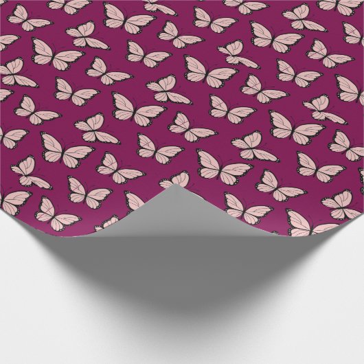 Schmetterlinge Korallenrosa Geschenkpapier (Ecke)