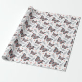 Schmetterlinge Korallenrosa Geschenkpapier (Ungerollt)