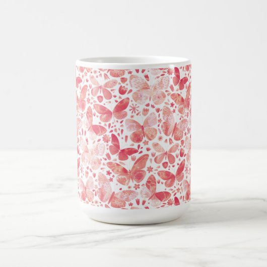 Schmetterlinge Korallenrosa Kaffeetasse (Mittel)