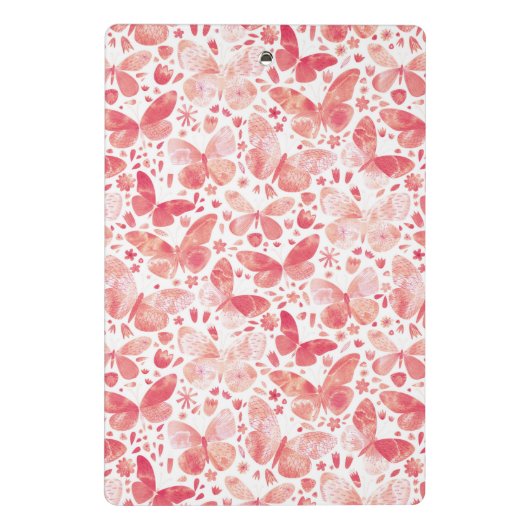 Schmetterlinge Korallenrosa Mini Klemmbrett (Rückseite)