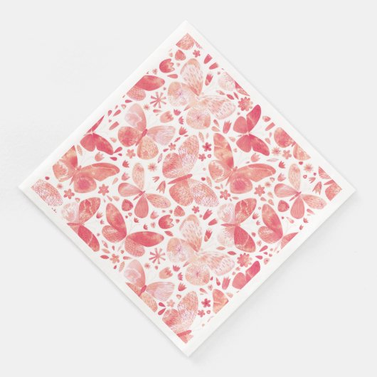 Schmetterlinge Korallenrosa Serviette (Ecke)