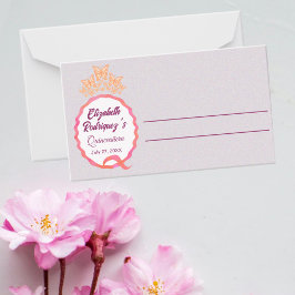 Schmetterlinge Kronen Quinceanera Pink Peach Squig Platzkarte