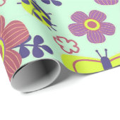 Schmetterlinge, Ladybugs, Blume und Blätter Geschenkpapier (Rolleneckpunkt)