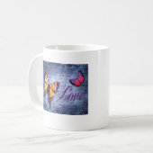 Schmetterlinge Liebe blau Kaffeetasse (Vorderseite Links)