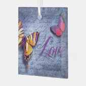 Schmetterlinge Liebe blau Ornament Aus Glas (Vorderseite links)