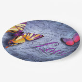 Schmetterlinge Liebe blau Pappteller (Schrägansicht)