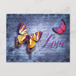 Schmetterlinge Liebe blau Postkarte