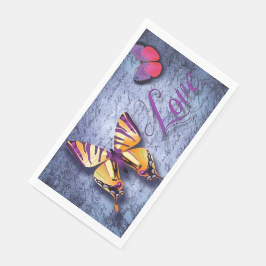 Schmetterlinge Liebe blau Serviette (Ecke)