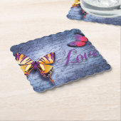 Schmetterlinge Liebe blau Untersetzer (angewinkelt)