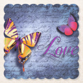 Schmetterlinge Liebe blau Untersetzer (Vorderseite)