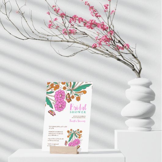 Schmetterlinge Liebhaber Pink Floral Script Bridal Einladung