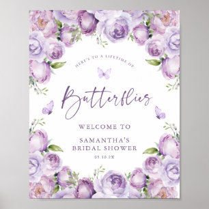 Schmetterlinge Lila Brautparty Begrüßungszeichen Poster