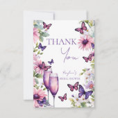 Schmetterlinge lila Brautparty Dankeskarte (Vorderseite)