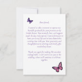 Schmetterlinge lila Brautparty Dankeskarte (Rückseite)