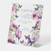 Schmetterlinge lila Brautparty Geschenke Sockelschild (Vorderseite)