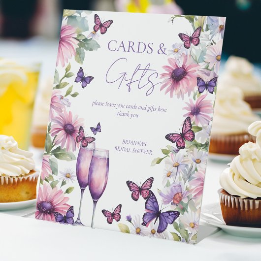 Schmetterlinge lila Brautparty Geschenke Sockelschild