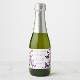 Schmetterlinge lila Brautparty Gunst Schaumweinetikett