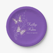 Schmetterlinge lila Hochzeitspapiere Teller (Vorderseite)