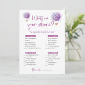 Schmetterlinge Lilac Was auf Ihrer Handyspielkarte Einladung (Stehend Vorderseite)