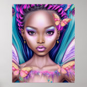Schmetterlinge Mädchen psychedelische Farben moder Poster (Vorne)