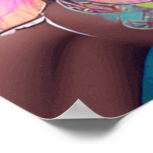 Schmetterlinge Mädchen psychedelische Farben moder Poster (Ecke)