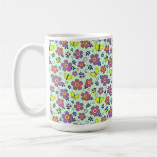 Schmetterlinge, Marienkäfer, Blumen und Blätter Kaffeetasse