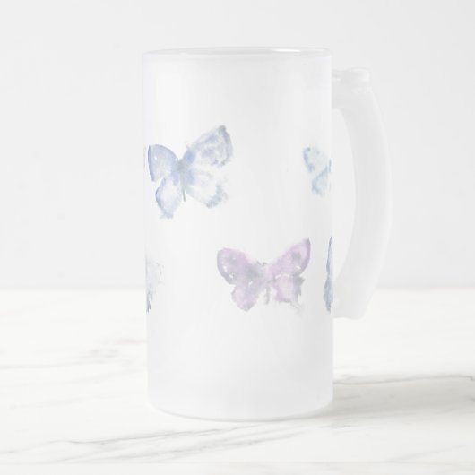 'Schmetterlinge' Mattierte Tasse aus Glas (VorderseiteRechts)