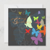 Schmetterlinge, mehrfarbig einladung (Rückseite)