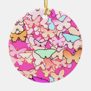 Schmetterlinge, mehrfarbig und tiefrosa keramik ornament