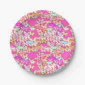 Schmetterlinge, mehrfarbig und tiefrosa pappteller (Vorderseite)