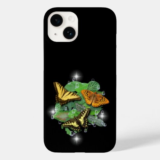 Schmetterlinge mit Blätter Raindrops Stars Case-Mate iPhone Hülle (Rückseite)