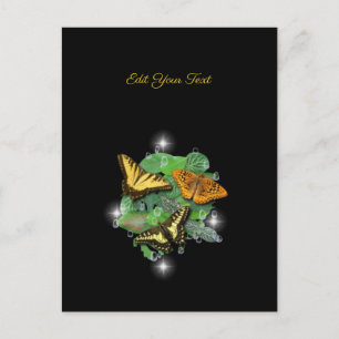 Schmetterlinge mit Blätter Raindrops und Sternen Postkarte