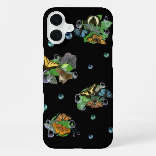 Schmetterlinge mit Blättern Regentropfen Sternen u iPhone 16 Plus Hülle