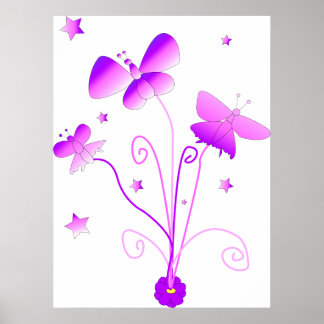 Schmetterlinge mit Blume Poster